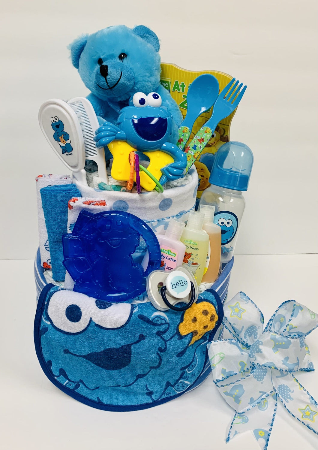 Cookie Monster Diaper Cake-3 Sizes
