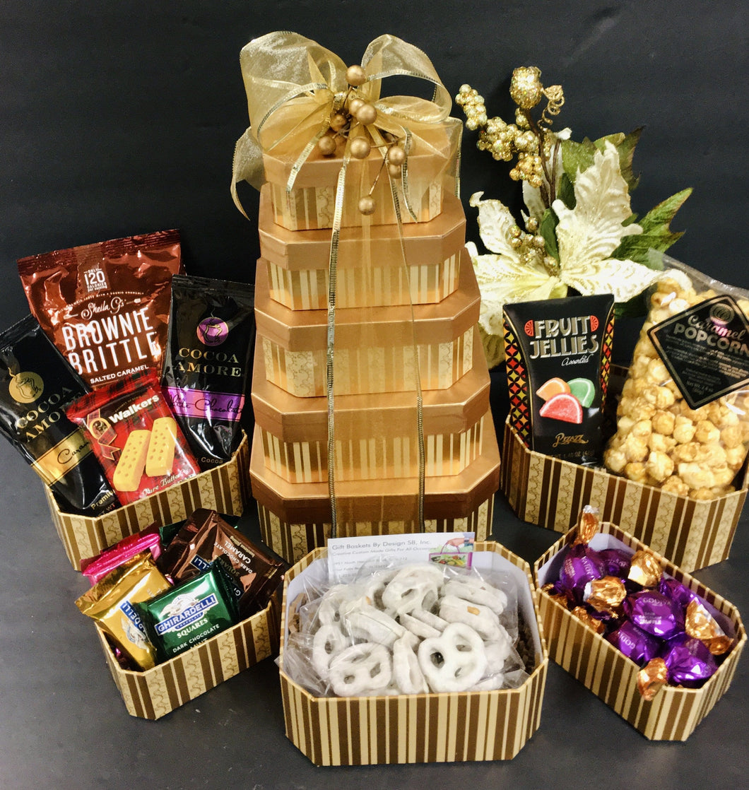 Golden Tower of Treat - Gift Baskets By Design SB, Inc.